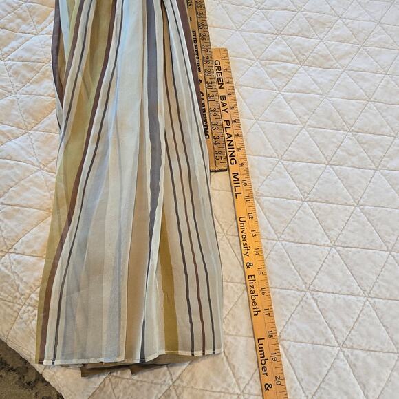 Brunello Cucinelli Striped Silk Organza Long Skirt Womens 4 Gold Burgundy Luxury - Picture 13 of 14